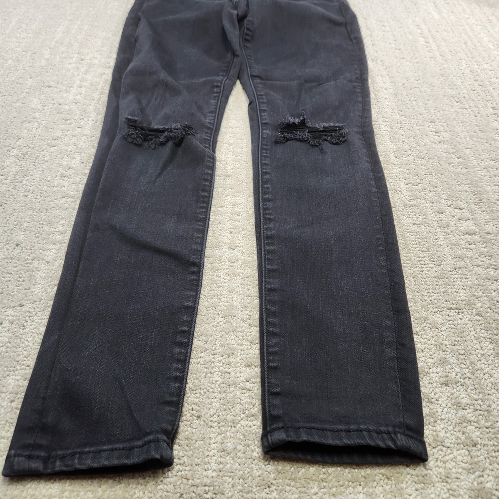 American Eagle Jeans Women 6 Super Hi Rise Jegging Stretch Y2K Distressed Black